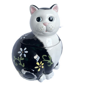 Heartfelt Kitchen Creations Hand Painted Whiskers Kitty Cat Cookie Jar- READ